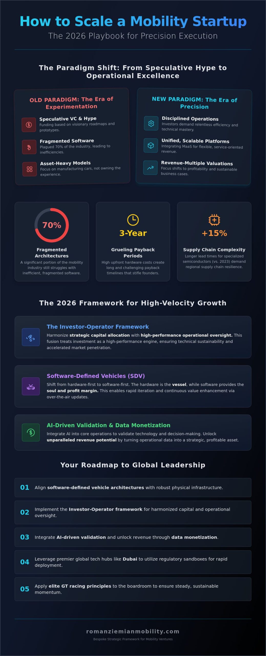 How to Scale a Mobility Startup in 2026: The Investor-Operator Playbook - Infographic
